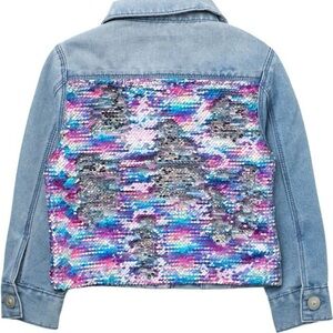 Poured in Blue New with tags Jean jacket with sequin flip back size 10 kids NWT